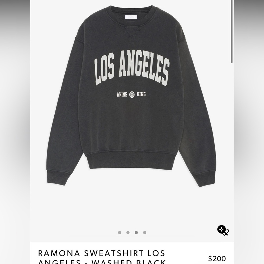Anine Bing Black Crewneck Sweater with Los Angeles Print